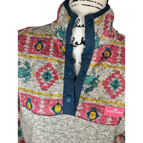 Euc Simply Southern Gray Knit Crab 1/4 Snap Pullover Sweater Women XXL - Picture 5 of 14